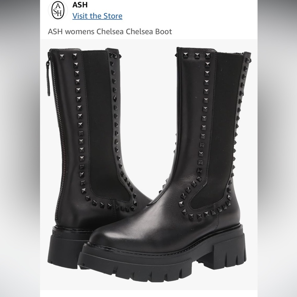 Ash Lennox Leather Stud Tall Chelsea Boots